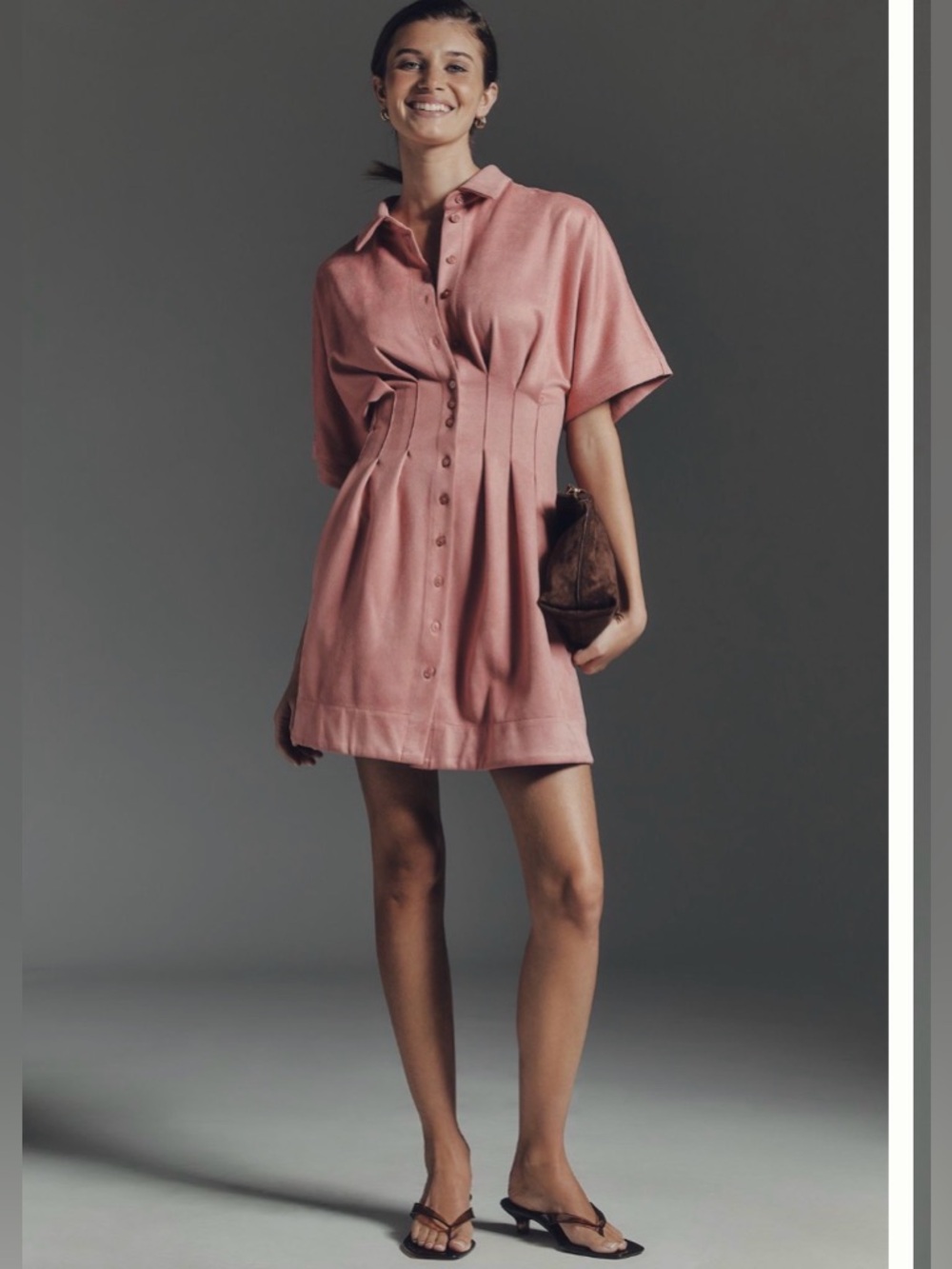 The Tobie Faux-Suede Mini Shirt
Dress by Exquise